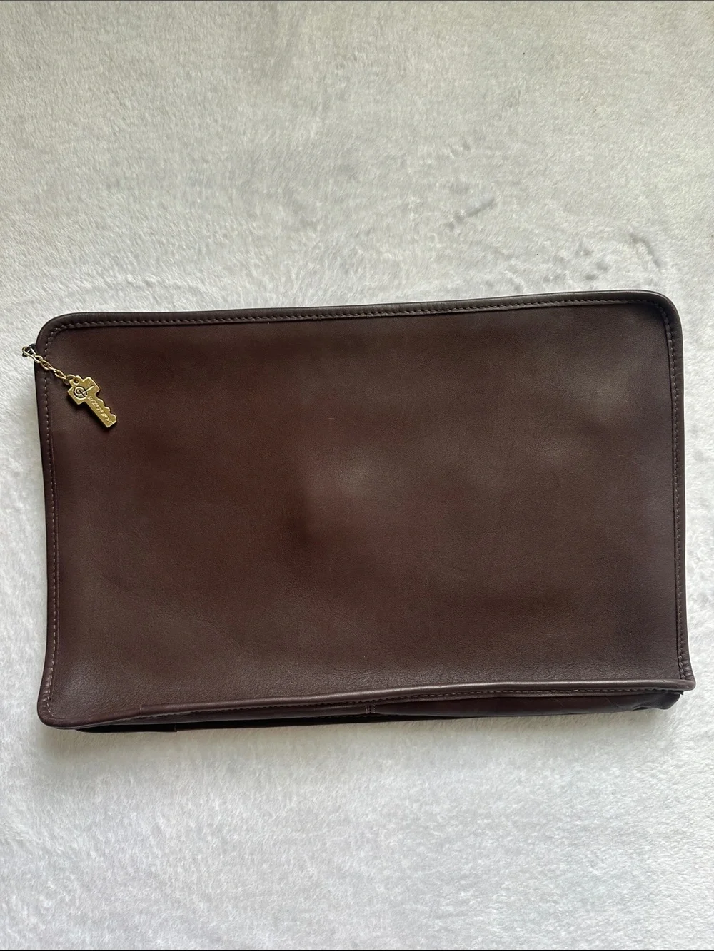 Vintage Jack Georges University Underarm Portfolio Zip Bag Brown Leather Career